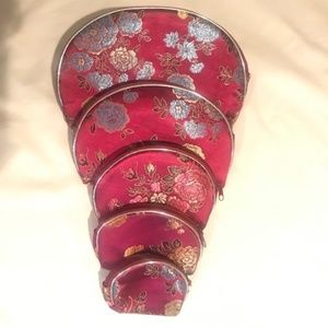 Set of 5 Chinese Silk Bags - New